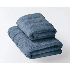 Комплект полотенец 2 шт (50х90+70х130) Ecotex "Авеню", сине-серый, хлопок 100%