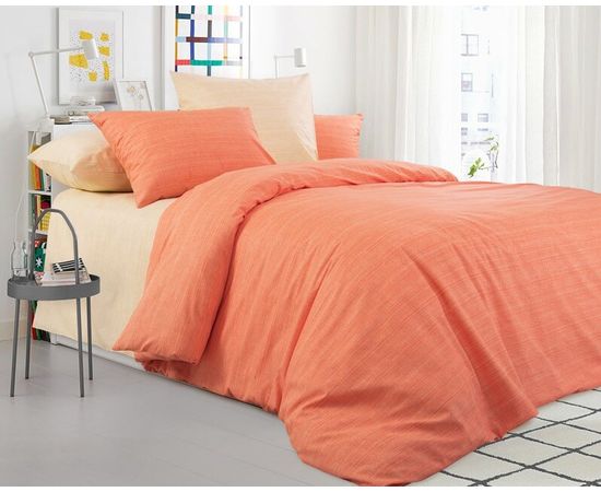 Комплект белья ТексДизайн, перкаль, 1,5-спальный, "Сочный апельсин", наволочки 70х70 - 2шт
