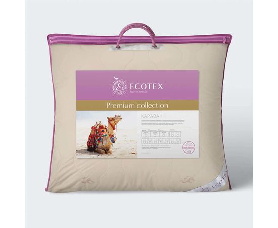Подушка Ecotex "Караван" 68х68, наполнитель: шерсть верблюжья, чехол: тик