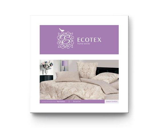 Комплект белья Ecotex, Сатин, 2,0-спальный, "Византия" простыня на резинке 160х200, наволочки 4 шт.