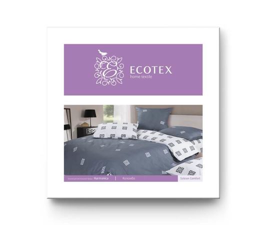 Комплект белья Ecotex, Сатин, Евро, "Коломбо" простыня на резинке 160х200, наволочки 4 шт.