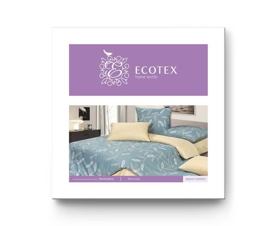 Комплект белья Ecotex, Сатин, 2,0-спальный, "Монтана" простыня на резинке 160х200, наволочки 4 шт.