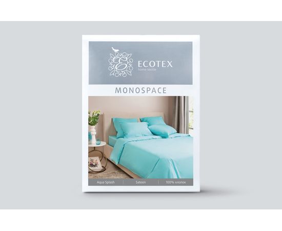 Комплект белья Ecotex, Сатин 1,5-спальный, "Моноспейс" бирюзовый, наволочки 70х70 - 2шт