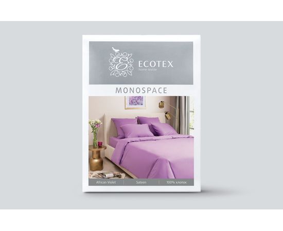 Комплект белья Ecotex, Сатин, Евро, "Моноспейс" фиолетовый, наволочки 50х70-2 шт, 70х70-2шт.