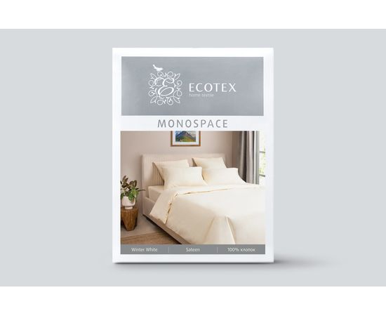 Комплект белья Ecotex, Сатин, 2,0-спальный, "Моноспейс" ванильный, наволочки 50х70-2 шт., 70х70-2шт.