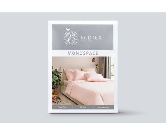 Комплект белья Ecotex, Сатин, 2,0-спальный, "Моноспейс" пудровый, наволочки 50х70-2 шт., 70х70-2шт.