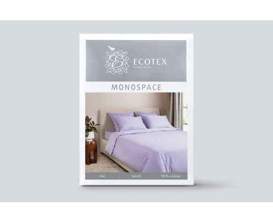Комплект белья Ecotex, Сатин, 2,0-спальный, "Моноспейс" сиреневый, наволочки 50х70-2 шт., 70х70-2шт.