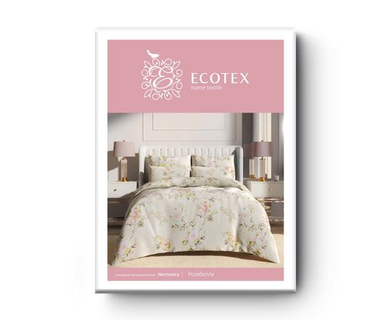 Комплект белья Ecotex, Сатин, 2,0-спальный, "Розабелла" простыня на резинке 160х200, наволочки 4 шт.