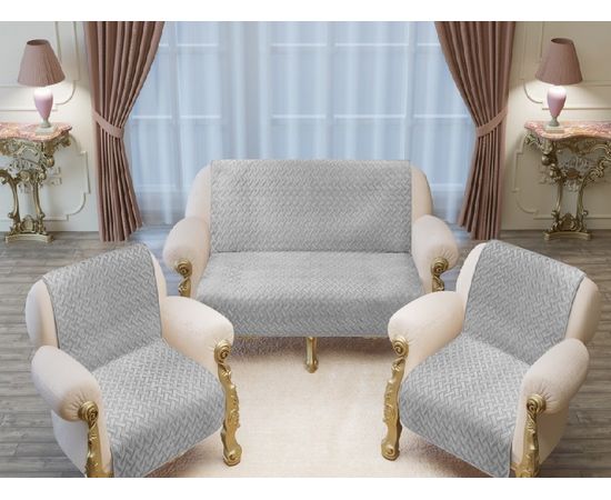 Комплект покрывал на мягкую мебель Марианна "Леон люкс" арт. 09, дивандеки - 3 шт, серый