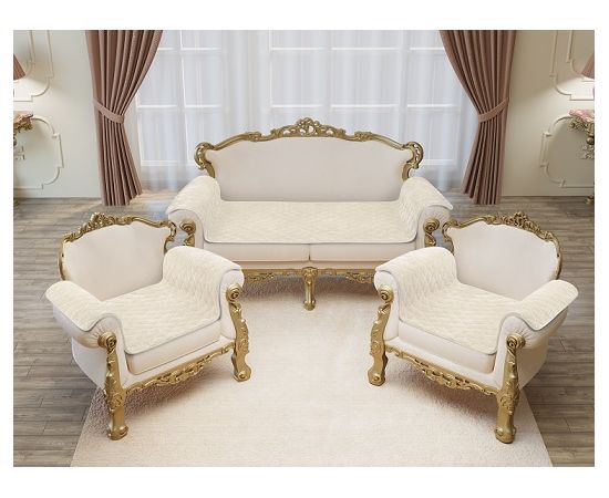 Комплект покрывал на мягкую мебель Марианна "Мари", дивандеки - 3 шт, кремовый