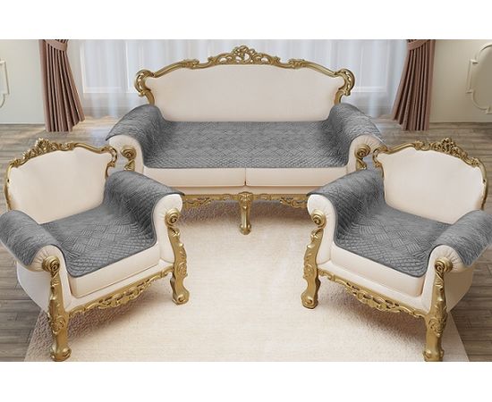 Комплект покрывал на мягкую мебель Марианна "Саванна", дивандеки - 3 шт, серый