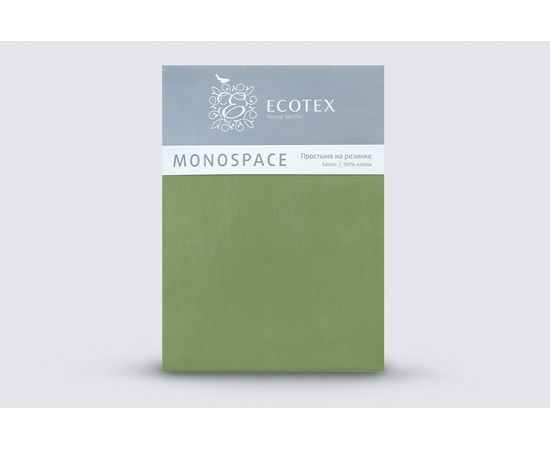 Простыня на резинке Ecotex "Моноспейс" 180х200х23, Сатин, зеленая