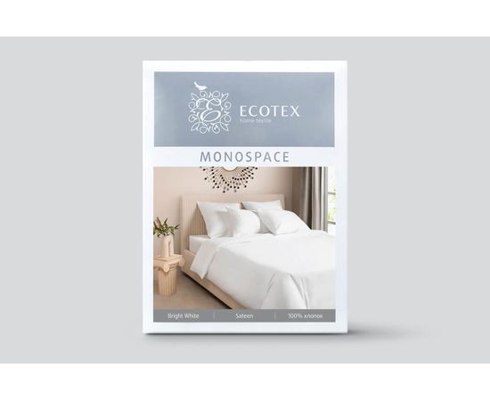 Комплект белья Ecotex, Сатин 1,5-спальный, "Моноспейс" белый, наволочки 70х70 - 2шт
