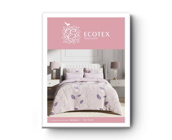 Комплект белья Ecotex, Сатин, Евро, "Сен-Тропе" простыня на резинке 180х200, наволочки 4 шт.
