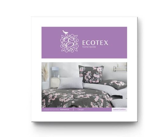 Комплект белья Ecotex, Сатин, 1,5-спальный, "Сакура" наволочки 70х70 - 2шт.