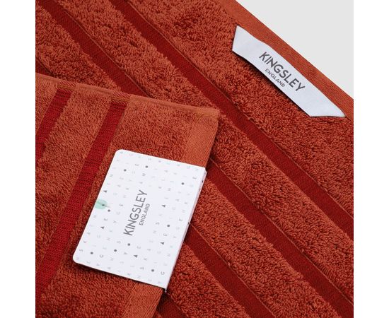 Комплект полотенец 2 шт (50х100+70х140) Ecotex "Кингсли", оранжево-красный, хлопок 100%