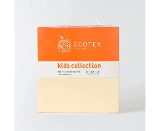 Простыня на резинке Ecotex 60х120х20, детская, трикотаж, манго