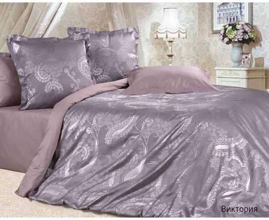 Комплект белья Ecotex, Сатин Жаккард, Евро, "Виктория" 50х70-2 шт, 70х70-2 шт