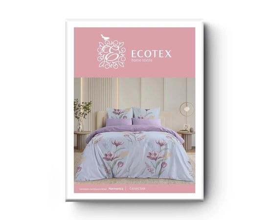 Комплект белья Ecotex, Сатин, 2,0-спальный, "Селестия" простыня на резинке 160х200, наволочки 4 шт.