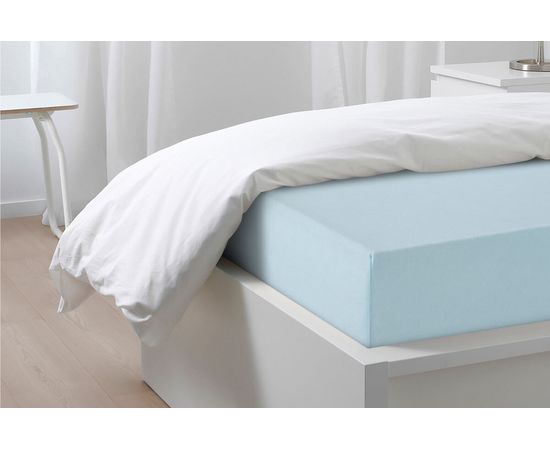 Простыня на резинке Ecotex 160х200х25, трикотаж, голубая