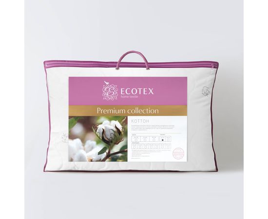 Подушка Ecotex "Коттон" 50х70, наполнитель: волокно на основе хлопка, чехол: перкаль