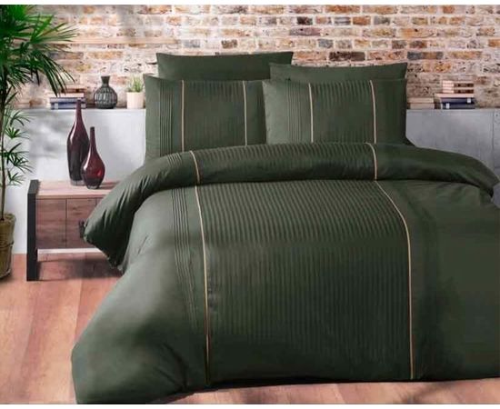 Комплект белья First Choice, Ранфорс, Евро, "Elegant Dark Green" наволочки 50х70 - 4 шт