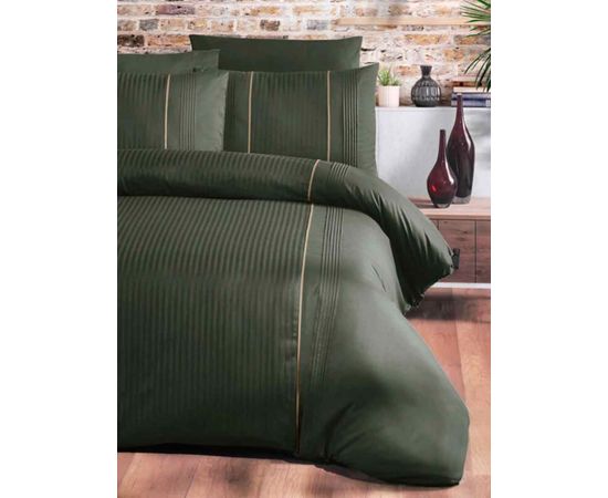 Комплект белья First Choice, Ранфорс, Евро, "Elegant Dark Green" наволочки 50х70 - 4 шт