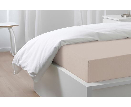 Простыня на резинке Ecotex 90х200х20, трикотаж, светло-коричневая