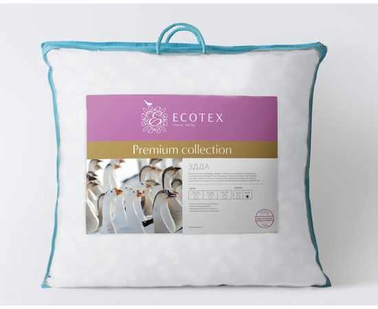 Подушка Ecotex "Эдда" 68х68, наполнитель: гусиный пух 1 категории, чехол: тик
