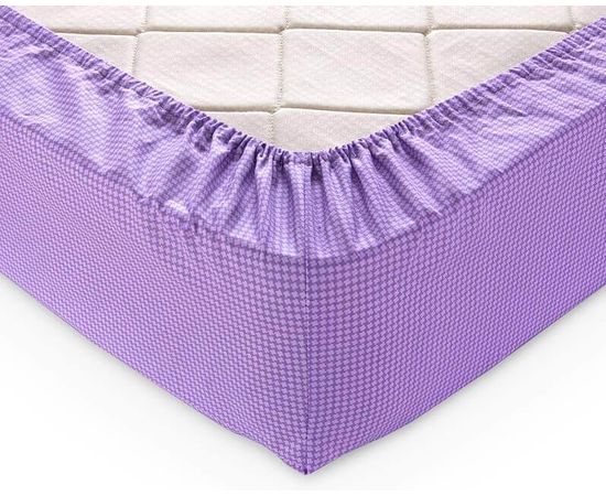 Простыня на резинке ТексДизайн "Текстура" 180х200х25, перкаль, сиреневая