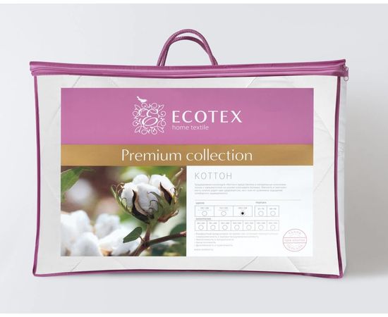Одеяло Ecotex "Коттон" 200х220 облегченное, наполнитель: волокно на основе хлопка, чехол: поплин