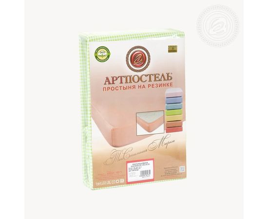 Простыня на резинке АртПостель "Клетка" 180х200х20, трикотаж, зеленая