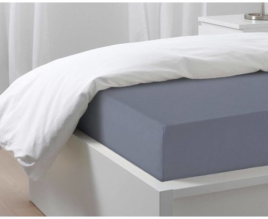 Простыня на резинке Ecotex 160х200х25, трикотаж, антрацит