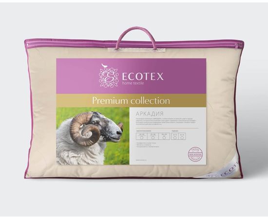 Подушка Ecotex "Аркадия" 50х70, наполнитель: шерсть мериноса, чехол: перкаль