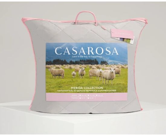 Подушка Ecotex Casarosa "Мерида" 70х70, наполнитель: шерсть мериноса, чехол: сатин