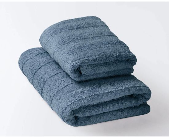 Комплект полотенец 2 шт (50х90+70х130) Ecotex "Авеню", сине-серый, хлопок 100%