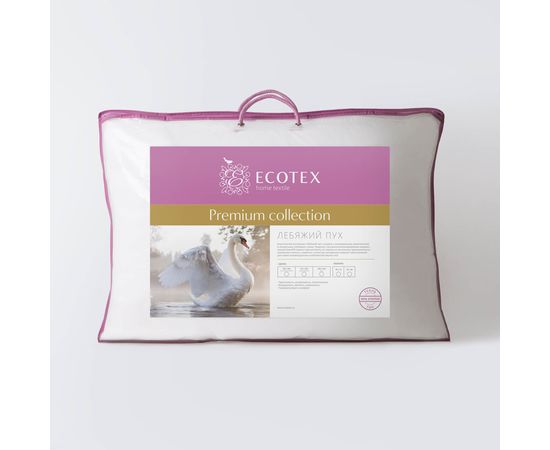 Подушка Ecotex "Лебяжий пух Премиум" 50х70, наполнитель: микроволокно DownFill, чехол: тик