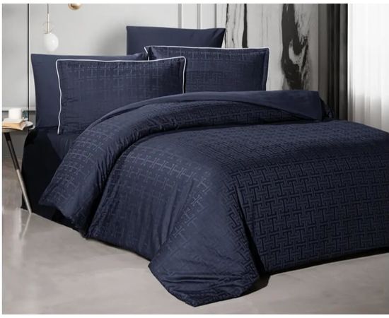 Комплект белья La Romano, Сатин, Евро, "Rodel Navy Blue" наволочки 50х70 - 2 шт, 70х70 - 2шт.