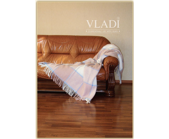 Плед Vladi "Эльф" 200х220, клетка, новозеландская шерсть70%, полиэстер 30%