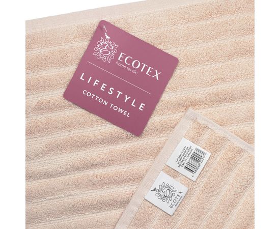 Комплект полотенец 2 шт (50х90+70х130) Ecotex "Лайфстайл", светло-розовый, хлопок 100%