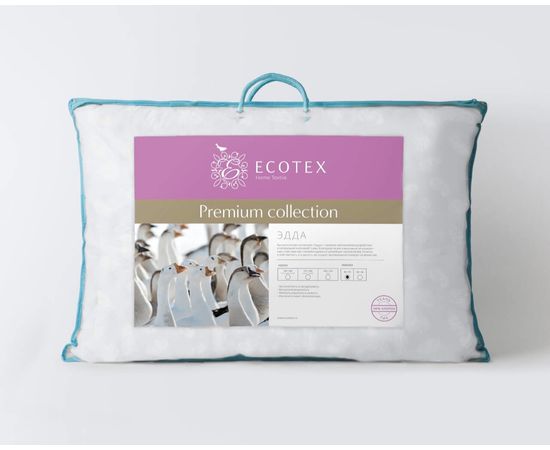 Подушка Ecotex "Эдда" 50х70, наполнитель: гусиный пух 1 категории, чехол: тик