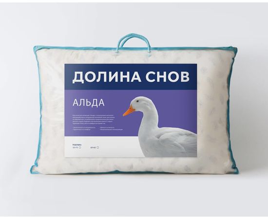 Подушка Ecotex "Альда" 50х70, наполнитель: 50% гусиный пух, 50% перо, чехол: тик