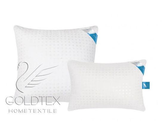 Подушка Goldtex "Лебяжий пух" 70х70, наполнитель: синтетический "Лебяжий пух", чехол: тик