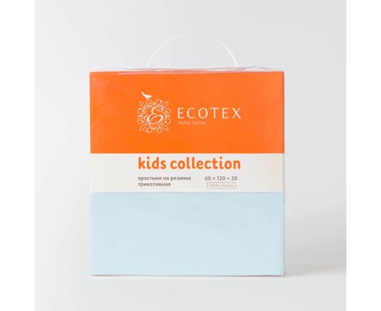 Простыня на резинке Ecotex 60х120х20, детская, трикотаж, голубая