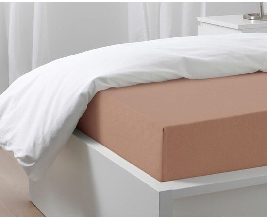 Простыня на резинке Ecotex 180х200х25, трикотаж, капучино