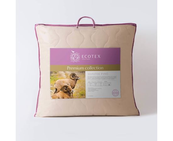 Подушка Ecotex "Золотое Руно" 68х68, наполнитель: шерсть мериноса, чехол: перкаль