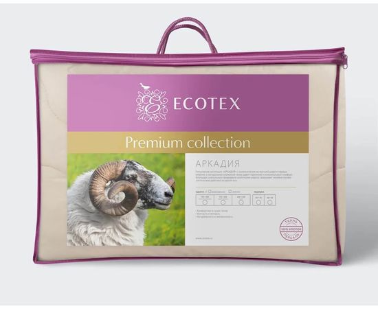 Одеяло Ecotex "Аркадия" зимнее 200х220, наполнитель: шерсть мериноса, чехол: перкаль